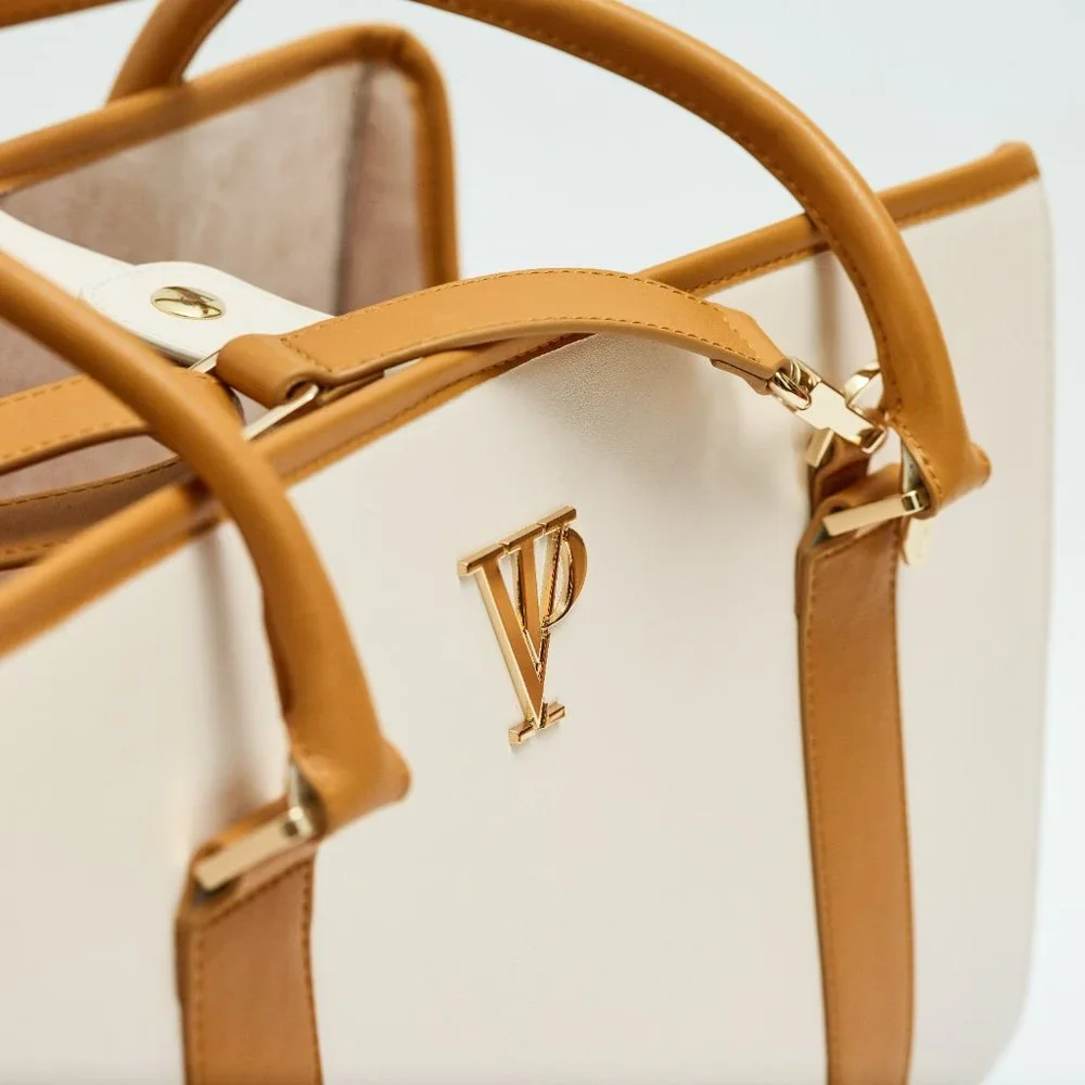 Ivory and Gold Leather Luxury Dog Carrier, Dog Bag, Dog tote for small dogs